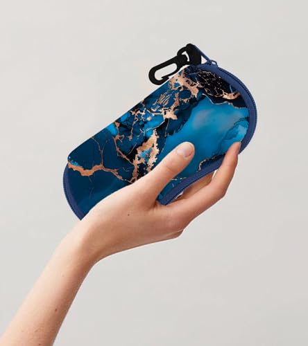 Sunglasses Case Soft Glasses Cases for Women Pouch Eyeglass Bag Eye Glass Kids Girls Sun Glasses Cute Kawaii - color: Marble Blue