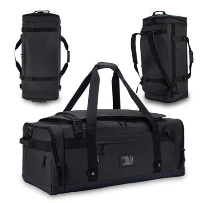 Large Duffle Bag for Travel - Men & Women, Foldable Gym Duffle Backpack, Heavy Duty Tactical Military Canvas Duffel Bags, Extra Big Carry On with Shoe Pockets, Waterproof (80L/103L) - color: Black, size: L(103L)