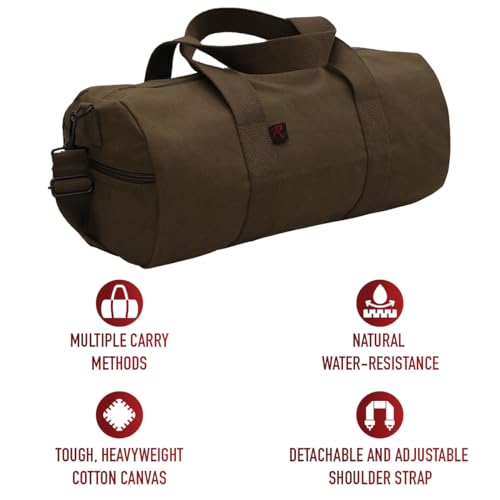 Rothco Heavy-Duty Canvas Shoulder Duffle Bag - Rugged Travel Gym Gear Equipment Bag - color: Earth Brown, size: 15 Inches