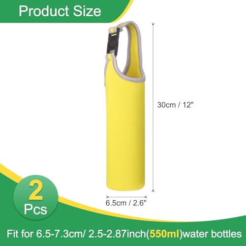 uxcell 2pcs Neoprene Carrier Water Bottle Sleeve, 15.5-20oz Insulated Water Glass Bottle Carrier Bag Collapsible Drink Bottle Sleeve Cover Holder with Handle, Yellow - color: Yellow
