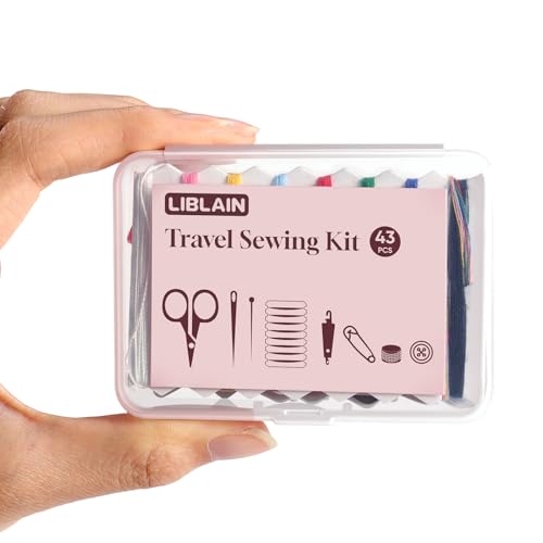 LIBLAIN Mini Sewing Kit, Small Travel Sewing Kit with Big Eye Steel Needles for Adults and Beginners, Needle and Thread Kit for Hand Sewing (43Pcs) - size: 1 Pack