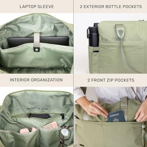 Jadyn Austin Carry-On Travel Duffel Bag for Women, 18” Weekender Bag with Laptop Sleeve, Durable Material, and Trolley Sleeve, Ideal for Work, Gym, and Overnight Trips (Dusty Green) - color: Dusty Green