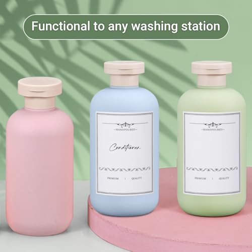 3 PACK Travel Shampoo Bottle, Empty Plastic Squeeze Bottles 6.8oz with Flip Cap, Lotion Container for Toiletries Travel Size Shampoo and Conditioner - color: Blue+Green+Pink, size: 6.8 oz