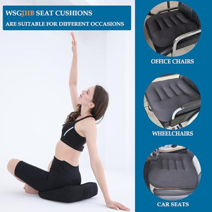 WSGJHB Large Seat Cushion, Extra Thick Booster Seat Cushions for Office Chairs Long Sitting Office Workers, Car Drivers, Relieves Back Pain, Breathable, Anti-Slip, 20x20x6 inchs, Black - color: Black Large