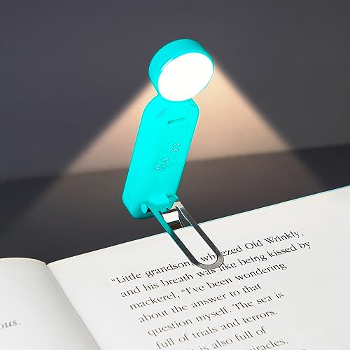 VAVOFO USB Rechargeable Book Light, Blue Light Blocking, Amber Light Clip On Bookmark Shaped Reading Light, Eye Care 6 LEDs Book Light for Bookworms Reading in Bed with 9 Lighting Modes (Blue) - color: Blue