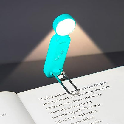 VAVOFO USB Rechargeable Book Light, Blue Light Blocking, Amber Light Clip On Bookmark Shaped Reading Light, Eye Care 6 LEDs Book Light for Bookworms Reading in Bed with 9 Lighting Modes (Blue) - color: Blue
