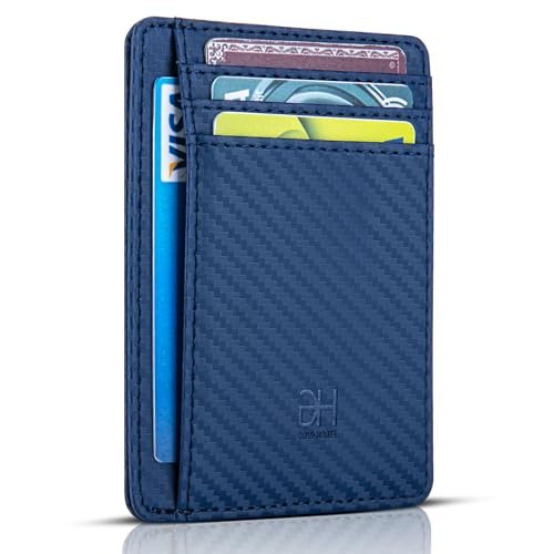 GH GOLD HORSE Slim RFID Blocking Card Holder Minimalist Leather Front Pocket Wallet for Women | Slim - color: Crazy Horse Blue