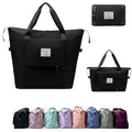 Large Capacity Foldable Travel Bag, Expandable lightweight Carry on Bag, Dry with Wet Separation Spor Duffel Bags (Black) - color: Black