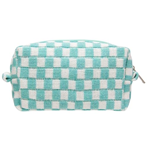 PAZIMIIK Checkered Makeup Bag for Purse Portable Zipper Make Up Pouch Small Cosmetic Case for Travel Accessories Arctic Blue - color: ARCTIC BLUE, size: 1 PCS BOX POUCH