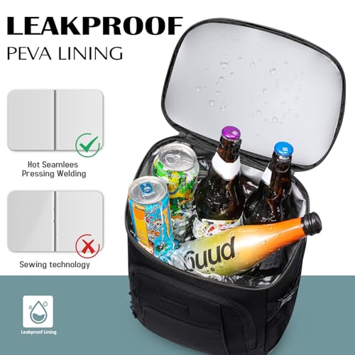 Tuwubi Cooler Backpack 35/42 Cans, Backpack Coolers Insulated Leak Proof for Men Women, Waterproof Soft Sided Lunch Camping Beach Travel Ice Chest Backpack Cooler Bag - color: Black, size: Large
