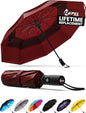 Repel Windproof Travel Umbrella - Compact & Withstands Winds up to 100MPH , Strongest Premium Auto Folding Umbrella for Rain and Sun - Durable, Light & Portable for Women & Men , Fits Backpack & Cars - color: Red - Travel Umbrella (1 Pack)