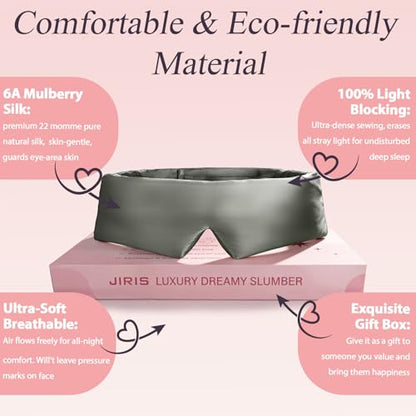 Silk Sleep Eye Mask for Side Sleeper Men Women, Eye Mask Sleeping 100% 22 Momme Pure Mulberry Silk for Night Sleep, Travel, Face-Hugging Padded Eye Cover for Sleeping with Adjustable Band-Grey - color: Grey