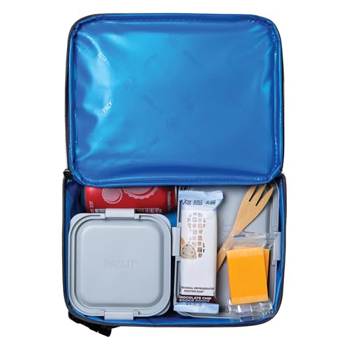 PackIt(R) Freezable Classic Lunch Box, City Charcoal, Built with EcoFreeze(R) Technology, Collapsible, Reusable, Zip Closure With Front Pocket and Buckle Handle, For Work Lunch - color: City Charcoal