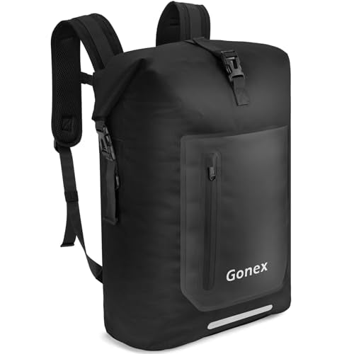 Gonex Ultralight Waterproof TPU Backpack, 35L Roll Top Dry Bag with Comfortable Padded Back Panel for Kayaking Boating Camping Fishing Travel,Black - color: Black, size: 35L