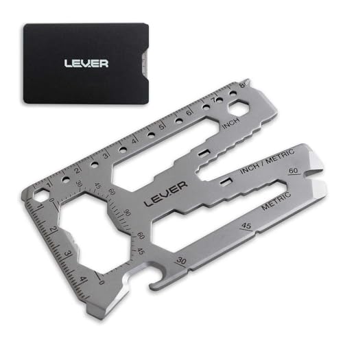 Lever Gear Toolcard Pro - 40 in 1 Credit Card Multitool. Slim, Minimalist Survival Card Wallet Tool Card. TSA Approved Multitool Card Pocket Tool. (Silver, Single) - color: Silver, size: Single