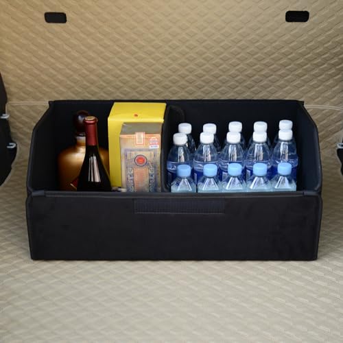 car organizers and storage for SUV,trunk organizer for sedan, leather foldable sleek box with lid,collapsible cargo bins, tool accessories containers,Collapsible Suede velvet (22 inch Covered) - size: 22 inch Covered