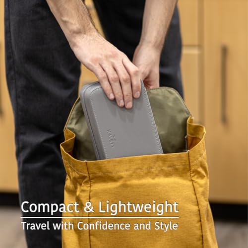 Watch Travel Case for Men | Leather Watch Case with 3 Slots | Perfect Travel Watch Organizer | Portable Watch Carrying Case - color: Grey / Turquoise