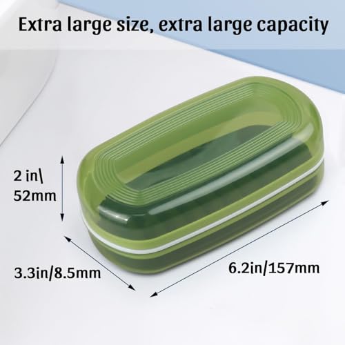 OZNER Travel Soap Case for Two Bars, Leak Proof Shampoo Bar Holder Compatible with Kitsch Bars, Soap Container with Drainage Layer for Bathroom, Camping, and Gym, Easy to Clean (Green) - color: Green