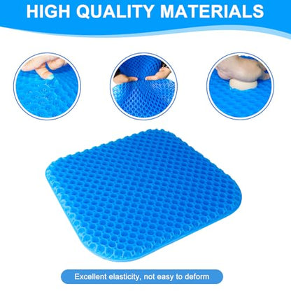 EVEME Large Gel Seat Cushion for Long Sitting with Non-Slip Cover-18 x 17inches,Soft & Breathable,Seat Cushion for Chair,Car,Office,Desk Chair,Wheelchair - size: 18" x 17" x 1.4" - Blue