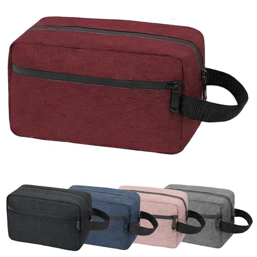 DSYSC Travel Toiletry Bag for Women Men, Small Makeup Bag, Water-Resistant Cosmetic Bag, Cosmetic Pouch, Traveling Dopp Kit, Travel Essentials Accessories (Red) - color: Red