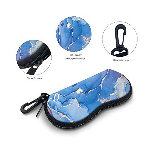 Sunglasses Soft Case with Carabiner Ultra Light Neoprene Zipper Glasses Case - color: Rebl Marble