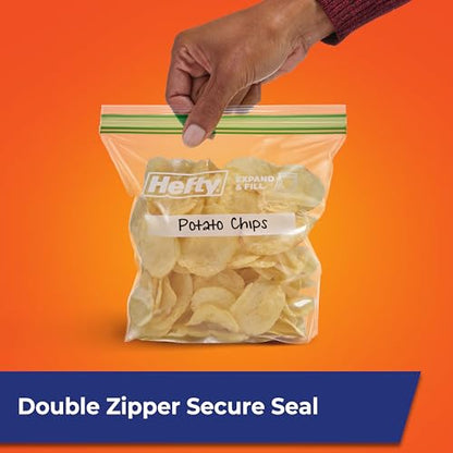Hefty XL Press to Close Plastic Sandwich Expand and Fill Food Storage Bags, 130 Count - size: Sandwich, style: 130 Count