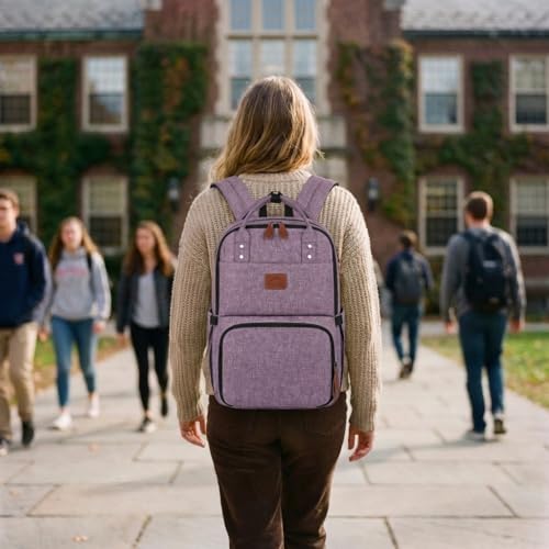 MATEIN Laptop Backpack with Lunch Box, Insulated Women Backpacks with Cooler Compartment, Fits 15.6 inch Laptop Water Resistent Tote Food Bag for College Beach Camping Picnics Hiking - color: Purple, size: 15.6 Inch