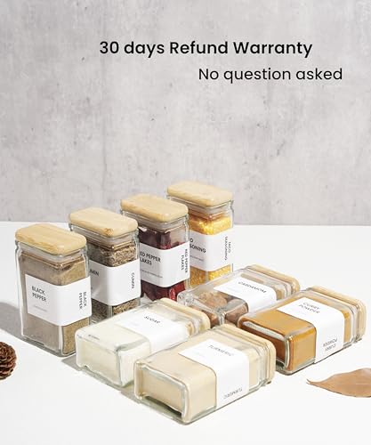 APT 1101 Glass Storage Jars with Bamboo Lid, glass canisters with airtight lids, Clear jars with lids for Spice, Cookie, Candy, Tea, Coffee Bean and Rice (White, 4oz, set of 12) - color: White