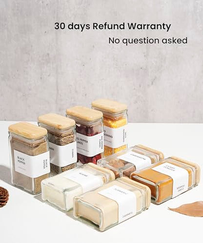 APT 1101 Glass Storage Jars with Bamboo Lid, glass canisters with airtight lids, Clear jars with lids for Spice, Cookie, Candy, Tea, Coffee Bean and Rice (White, 4oz, set of 12) - color: White