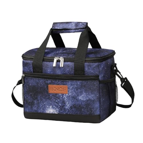 iknoe Insulated Lunch Bag, Foldable 8.5L Cooler Bag for Men & Women, Leakproof Thermal Design, Great for Office, Picnic, Travel, Lunch Box, Galaxy - color: Galaxy, size: Medium