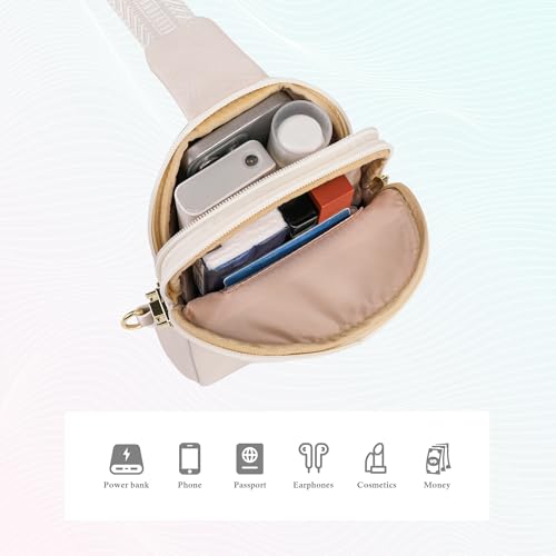 INICAT Anti Theft Crossbody Bags for Women Travel Small Sling Bag Fanny Packs Cross Body Purses Everyday - color: Milky White Antitheft, size: Large