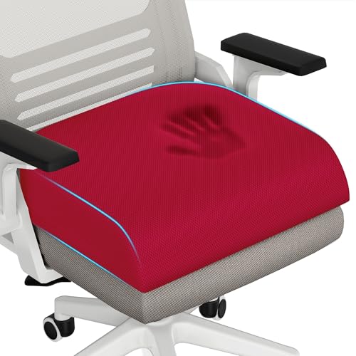 TranquilRelax 2XL Seat Cushion, Memory Foam Cushion for Long Sitting Hours on Office Chair, Car Seat, Non-Slip Chair Pad for Sciatica, Coccyx, Tailbone Pain Relief & Post-Surgery Recovery (Red) - color: Red, size: 2XL-Large