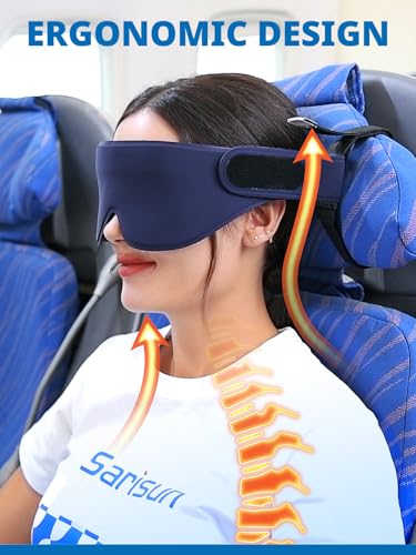 SARISUN Airplane Head Strap 3D Eye Mask, Travel Pillow Alternative for Long Flight, Travel Essentials 360° Support Sleep Head Hold, Stop Bobblehead, Ultra-Compact Lightweight, Purple - color: Purple