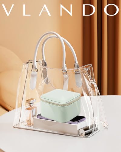 VLANDO Jewelry Box with 6 Velvet Jewelry Bags Travel Jewelry Case for Women Girl Premium Petal Hardware Jewelry Organizer Necklace Rings Earrings Bags Bride Teacher Mom Gifts-Mint Green - color: 6PCS-Mint Green