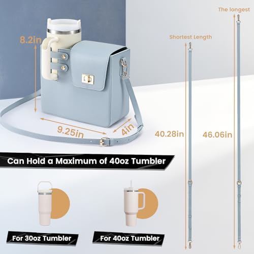 Outdoor Portable Crossbody Water Cup Purse Bag Water Bottle Carrier Bag with Phone Pocket Tumbler Carrier with Strap - color: Baby Blue