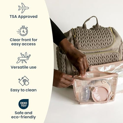 Tiny Twinkle Diaper Bag Organizing Pouches | 2 Pack Mess-Proof Travel Organizer Bags with Structured Bottom & Clear Front | TSA Approved Toiletry Bag Set for Baby and Mom Essentials (Shine) - color: Shine