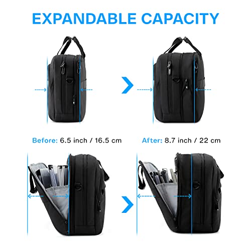 BAGSMART 18 Inch Laptop Bag, Expandable Briefcase, Computer Bag Men Women, Laptop Shoulder Bag, Work Bag Business Travel Office - Black - color: Black-18.4 Inch