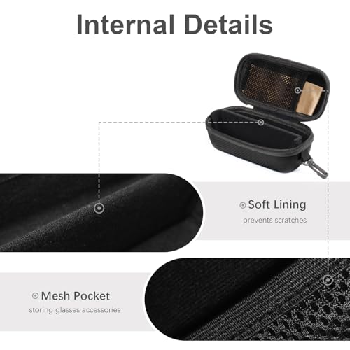 Bukere Double Eyeglasses Case with Adjustable Slots, EVA Hard-shell Travel Dual Glasses Sunglasses Organizer for Men Women - color: Black