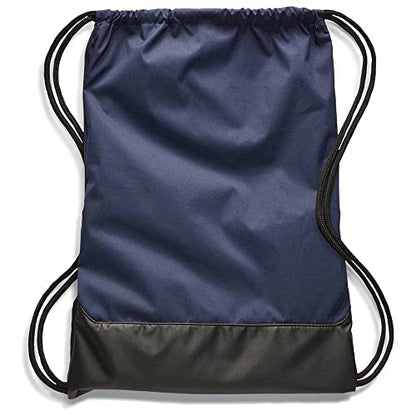 Nike Brasilia Training Gymsack, Drawstring Backpack with Zipper Pocket and Reinforced Bottom, Midnight Navy/Black/White - color: Midnight Navy/Black/White
