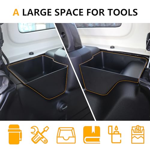 RBR Wheel Well Storage Bin Trunk Organizer Box Compatible with 2024 2025 Jeep Wrangler JL Unlimited 2/4 Door 4XE Interior Accessories Rear Cargo Right Left Tray 2 Pack Black