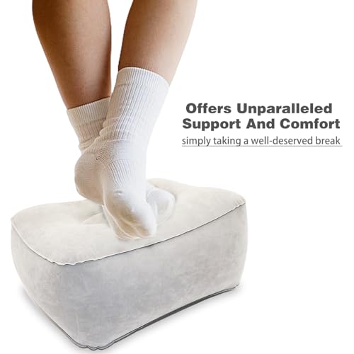 Inflatable Foot Rest, Carseat Inflatable Foot Rest Pillow, Airplanes Inflatable Foot Rest Cars, Travel Footrest Pillow for Home Office,Trains (Grey 2 Count), 14.5" L×11.8" W×7.9”H