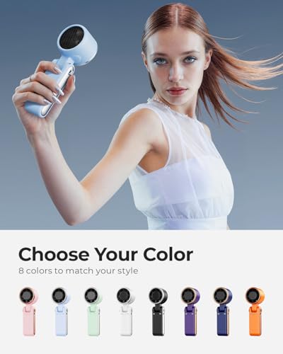 Portable Handheld Turbo Fan - 5 Gear High Speed 4000mAh Rechargeable Mini Personal Hand Fan Blow Cold Air, Battery Operated Travel Essentials, Gifts for Women, Men (Dew Drop Blue) - color: Dew Drop Blue