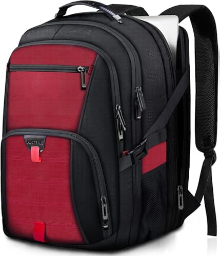 ANTERK Extra Large Laptop Backpack, 18.4 Inch Laptop Backpacks for Men Women, 55L Anti Theft Water Resistant College Bussiness TSA Airline Approved Work Computer Backpack, Red - color: Red, size: 18.4 inch