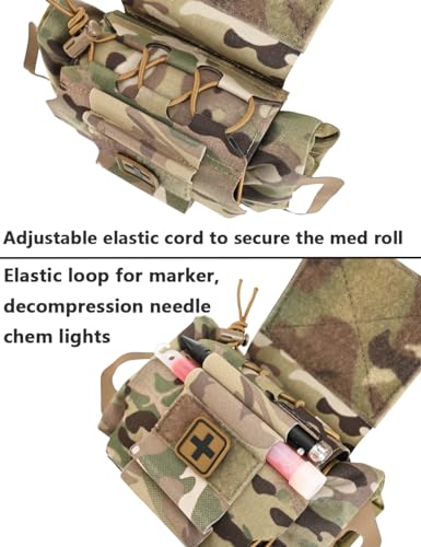 SABADO Rapid/Quick Deploy First Aid Kit Pack Tactical IFAK Pouch Two-Piece System Med Roll Carrier Hypalon Handle Outdoor Sport Hunting Bag - color: CP