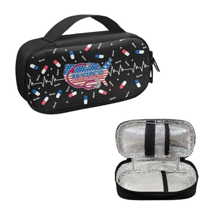 ECG Pill Pattern Insulin Pen Cooler Travel Case for Women Nurse Adults Diabetic Medication Insulated Cool Organizer Carrying Case for Diabetes Travel Kit - color: Ecg Pill
