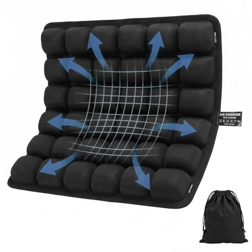 Upgraded Inflatable Travel Seat Cushion for Airplane and Car, Portable Air Cushion for Long Flights, Office Chair and Wheelchair, Pressure Relief Seat Pad for Sitting Comfort
