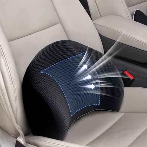 Lumbar Support Pillow for Car, 100% Memory Foam Lumbar Pillow with Breathable Removable Cover, Ergonomic Design - Back Pillow Lumbar Support Pillow for Car Seat/Back Pain Relief(Ice Silk Black, 1PC) - color: Backsaver-five