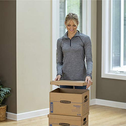 Bankers Box Small Classic Moving Box 5 Pack, Reinforced Handles, Tape-Free Assembly, Box with Lid, 15-in x 12-in x 10-in (7714902) - size: 5 Pack