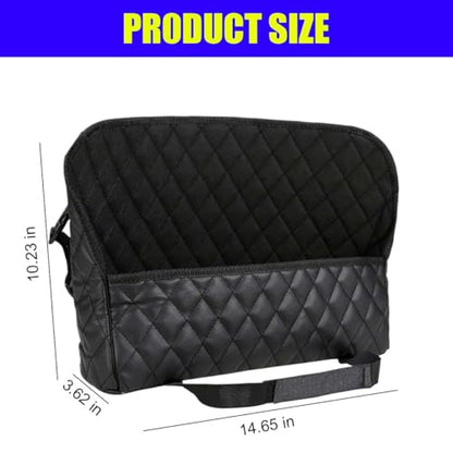 Car Net Pocket Handbag Holder Between Seats, Large Capacity Storage Bag for Front Seats, Leather Car Organizer Backseat Barrier for Kids Pet, Handbag Organizer Pocket Car Console Purse Holder