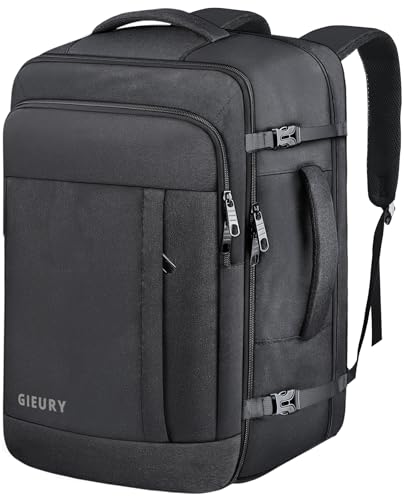 Gieury Carry On Backpack, 50L Travel Backpack, Luggage Backpack TSA Flight Approved Laptop Backpack for Men & Women, Large Expandable 40L Daypack Lightweight Business Weekender Bag, Black - color: Black, size: 2X-Large(20"x14"x10")
